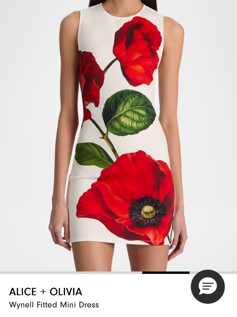 Alice + Olivia Cream Mini Dress with Red Floral Print